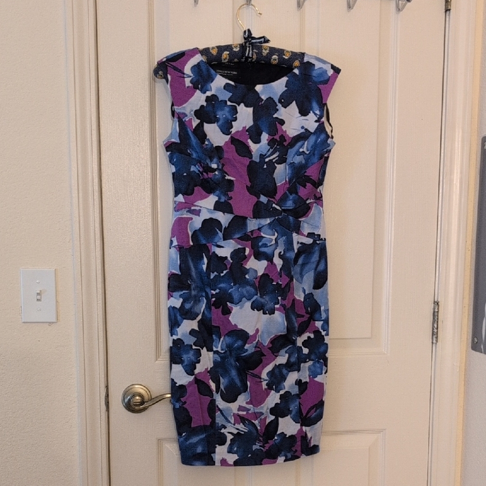 Jones New York Floral Midi Dress - Blue and Purple
